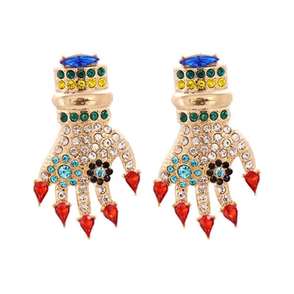 Colorful Crystal Hand Earrings